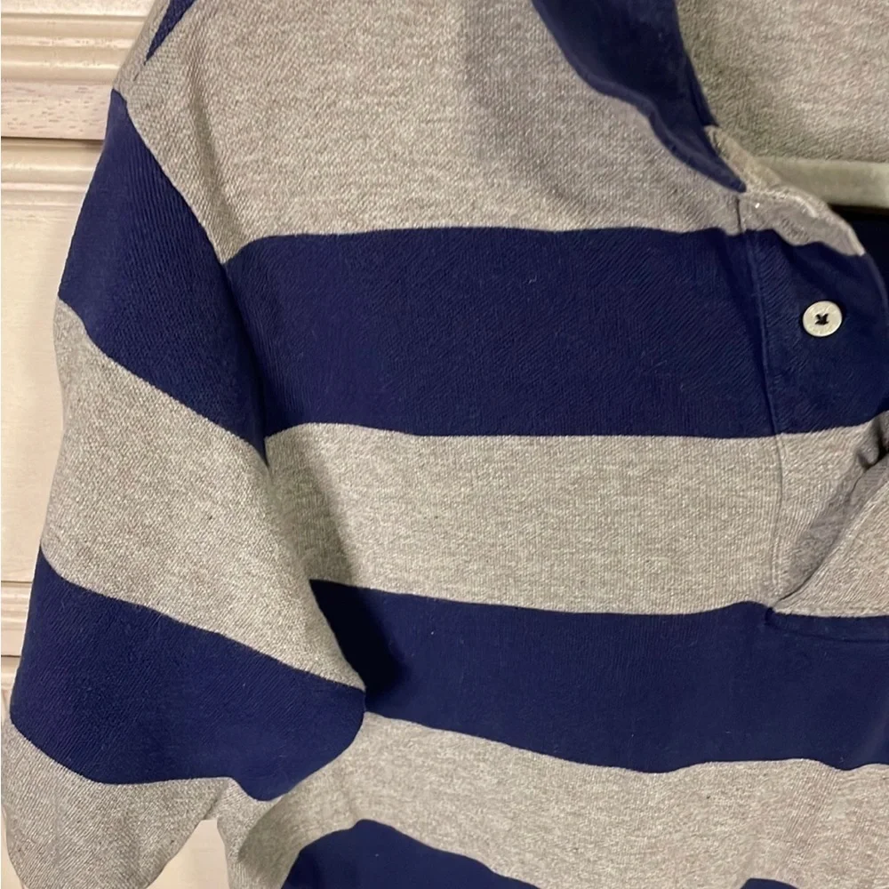 Men's Polo Golf Ralph Lauren Blue & Gray Striped Polo Shirt 100% Cotton